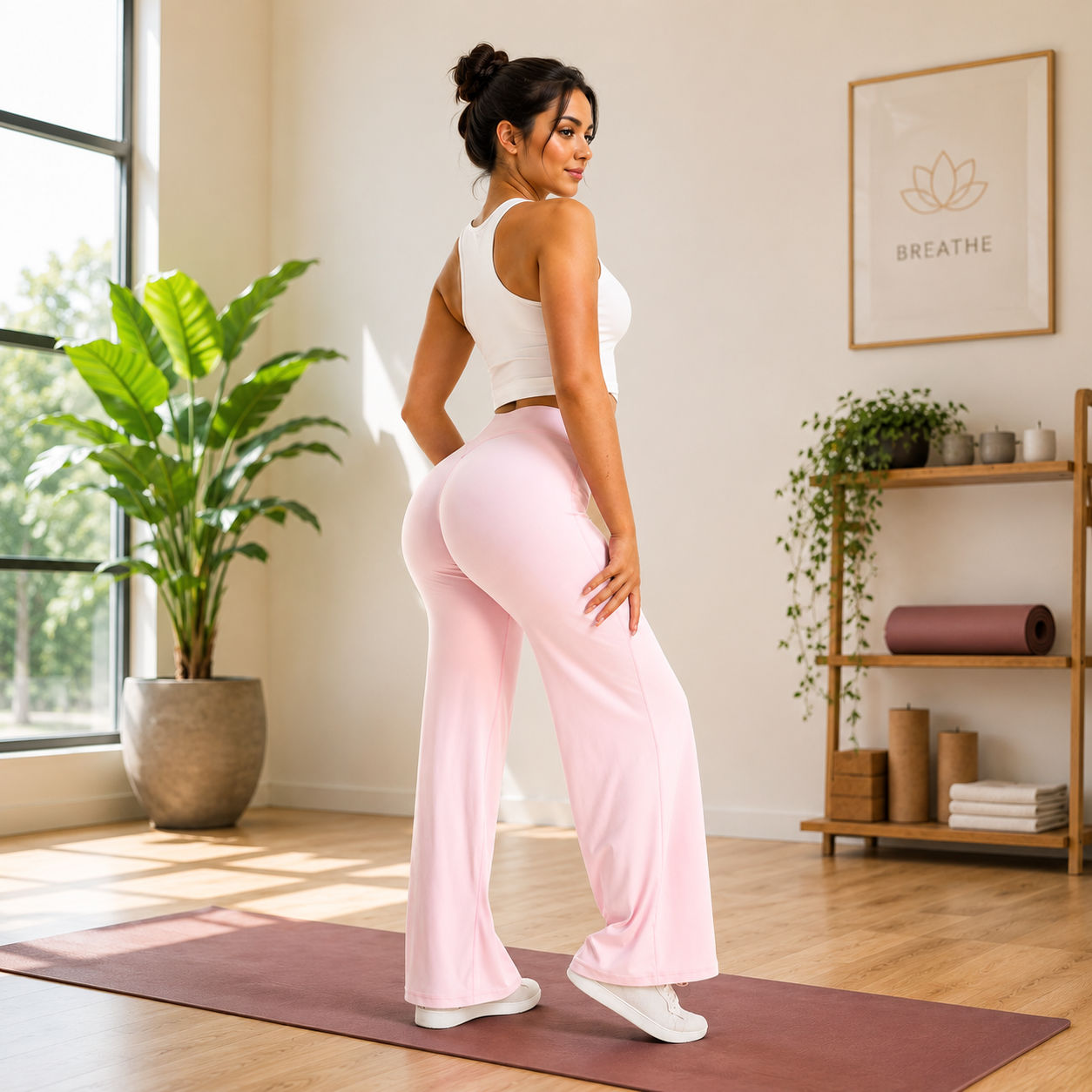 Women's Mid-Waist SoftMotion Straight Leg Yoga Pants