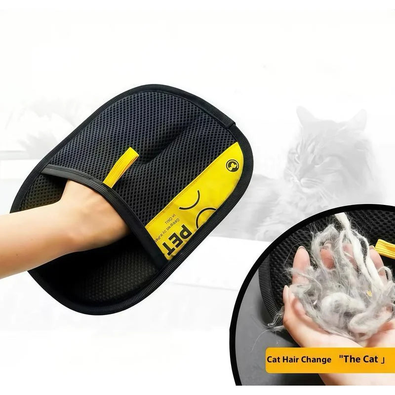 Pet Hair / Lint Remover Gloves Electrostatic for Cats Dogs with 2-in-1 Lint Roller Brush