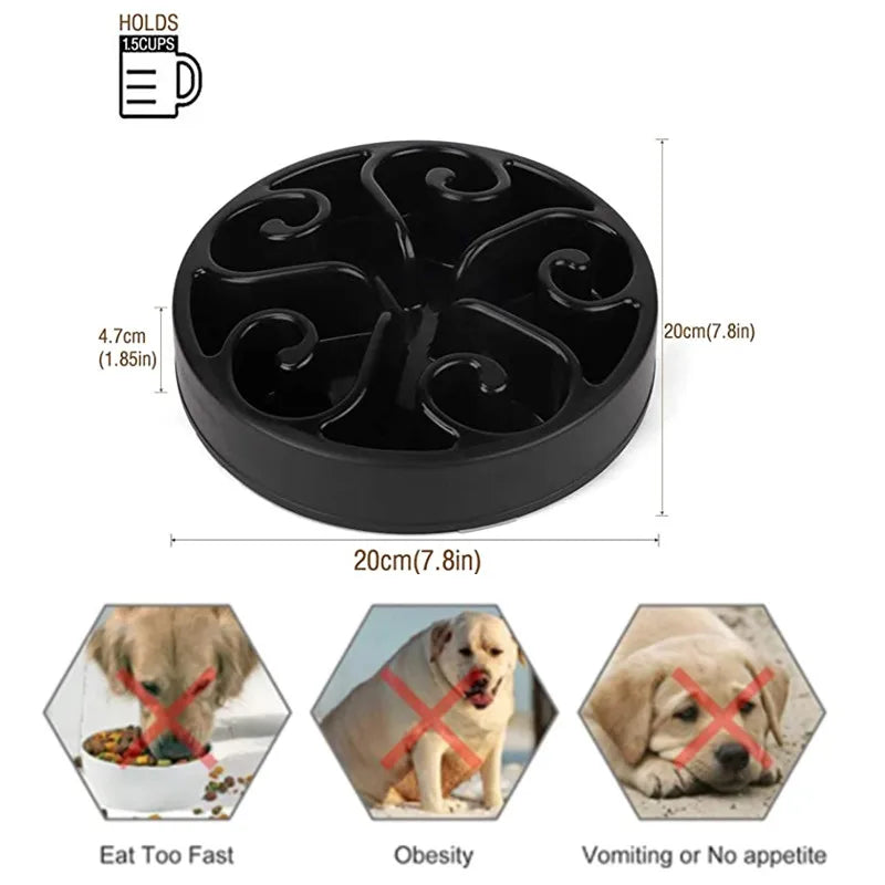 Pets : Non Slip Anti-Gulping Dog Slow Feeder Bowl