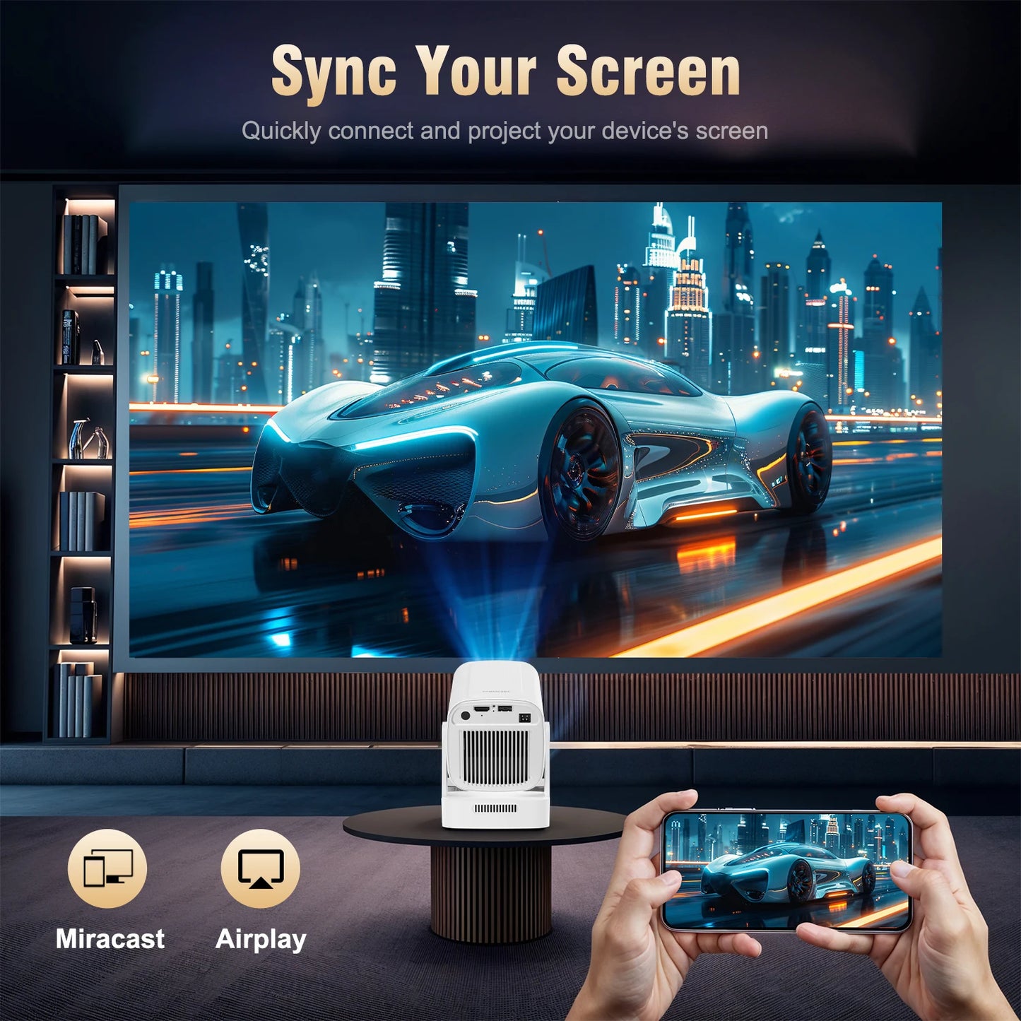 Cinematic Movie Projector Magcubic HY310 - 1080P Native 4K In/Outdoor with Air Mouse