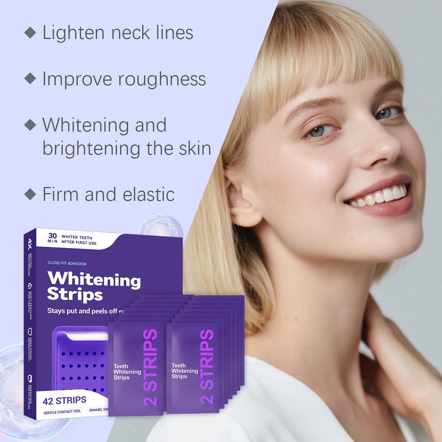 Purple Teeth Whitening Strips : Improve Dental Yellowing Oral Stains
