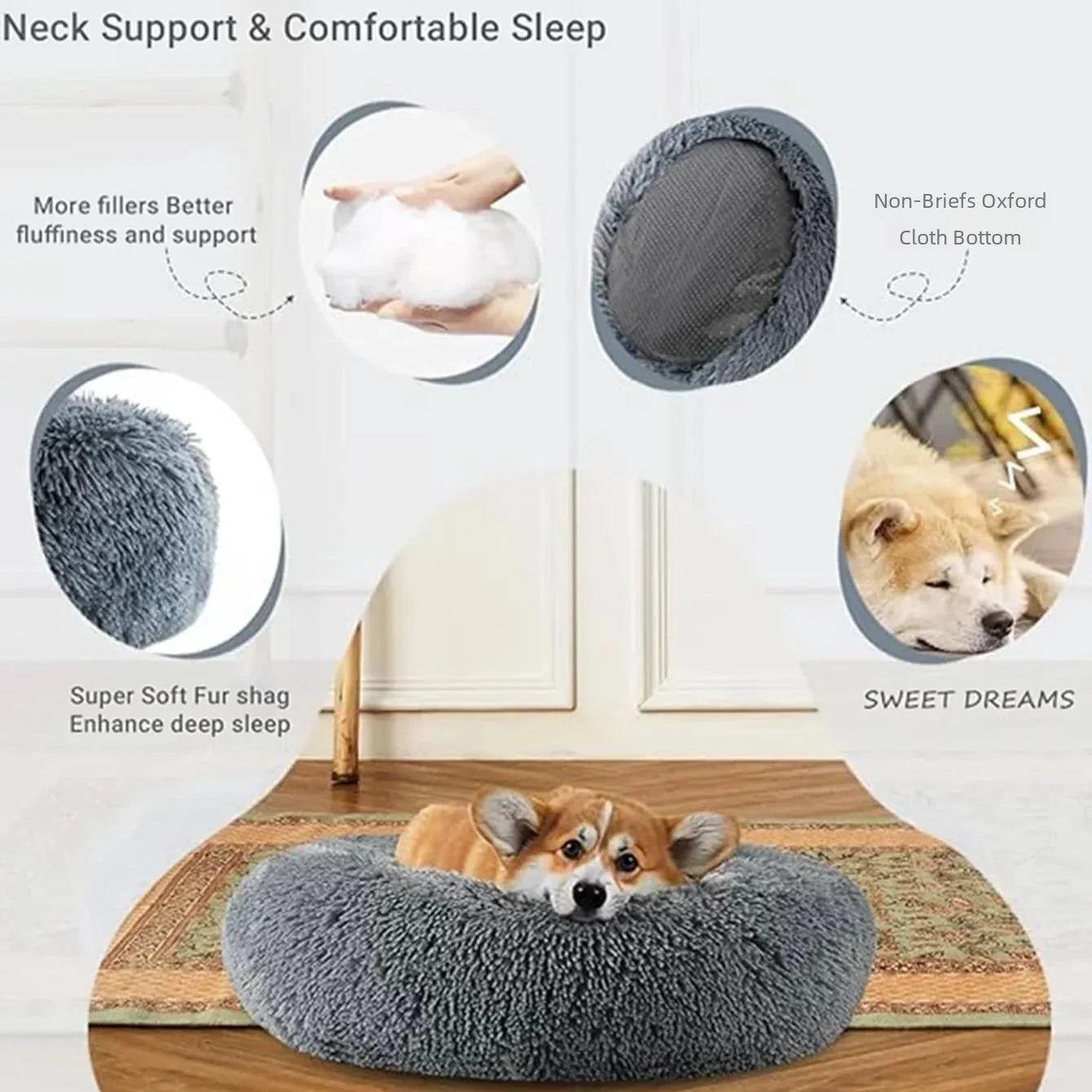 Pets : Soft Plushy Pet Beds for Cat and Dogs