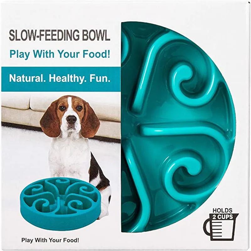 Pets : Non Slip Anti-Gulping Dog Slow Feeder Bowl