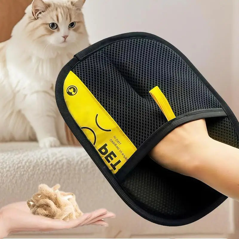 Pet Hair / Lint Remover Gloves Electrostatic for Cats Dogs with 2-in-1 Lint Roller Brush