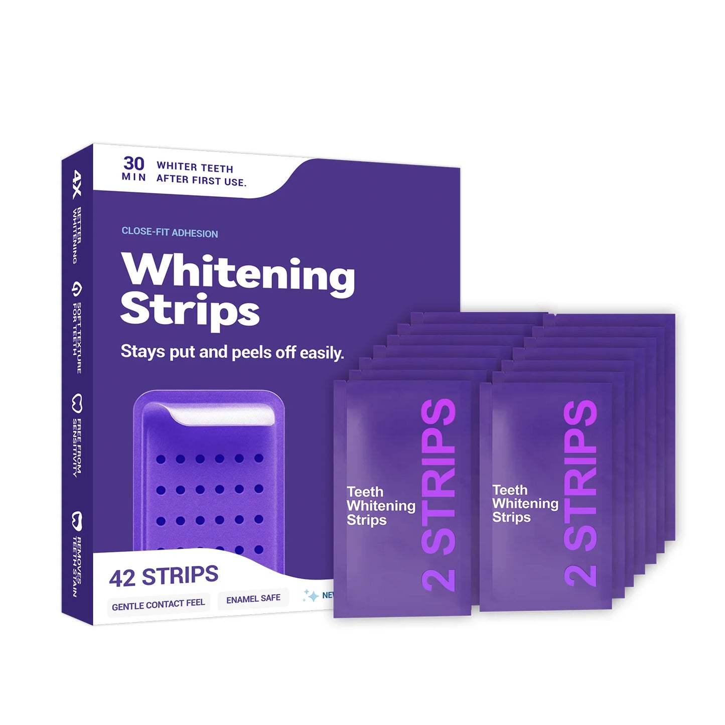 Purple Teeth Whitening Strips : Improve Dental Yellowing Oral Stains