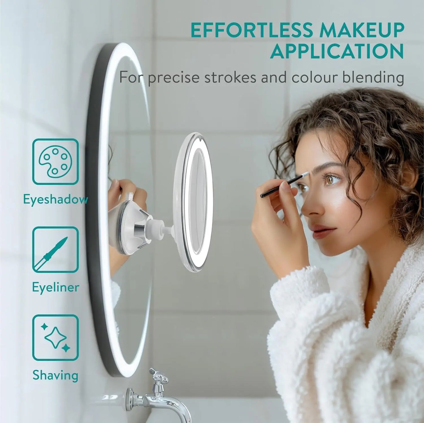 360° Portable 10X Magnifying Makeup Mirror with 3 Colors Lights