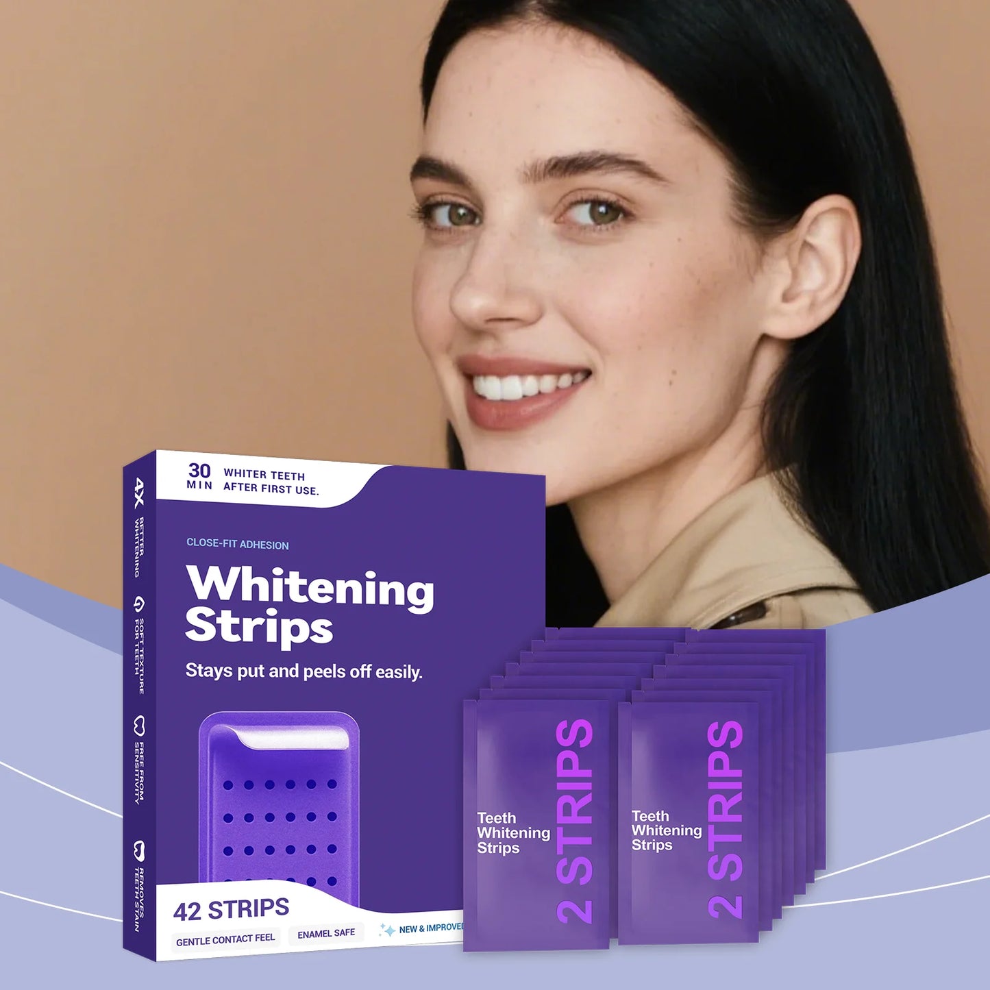 Purple Teeth Whitening Strips : Improve Dental Yellowing Oral Stains