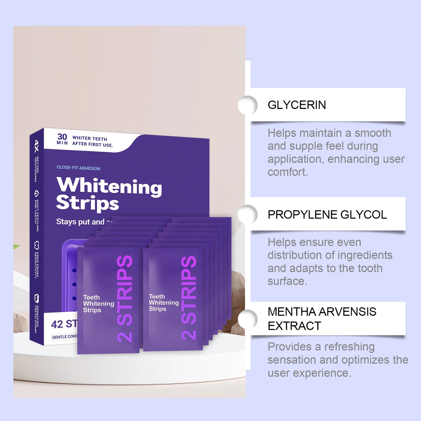 Purple Teeth Whitening Strips : Improve Dental Yellowing Oral Stains