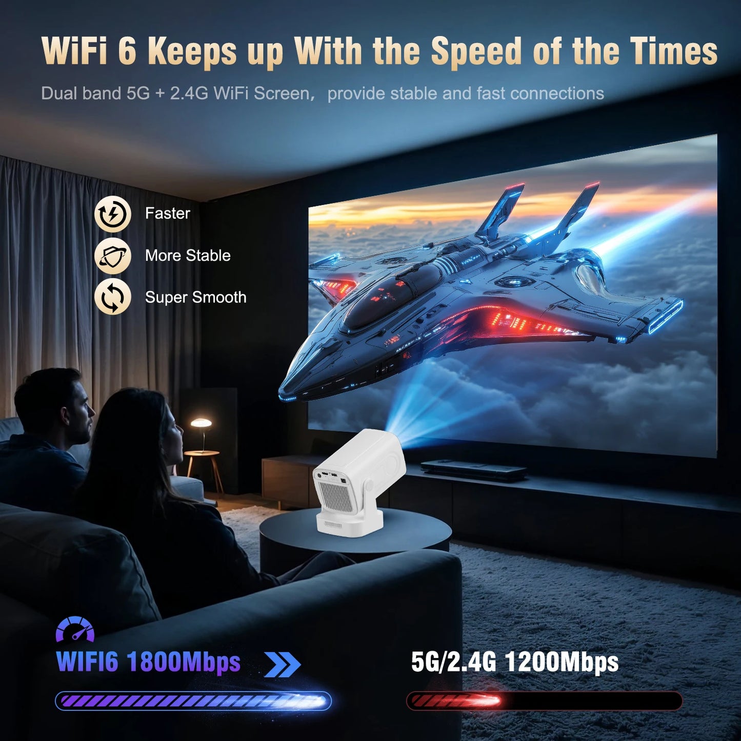 Cinematic Movie Projector Magcubic HY310 - 1080P Native 4K In/Outdoor with Air Mouse