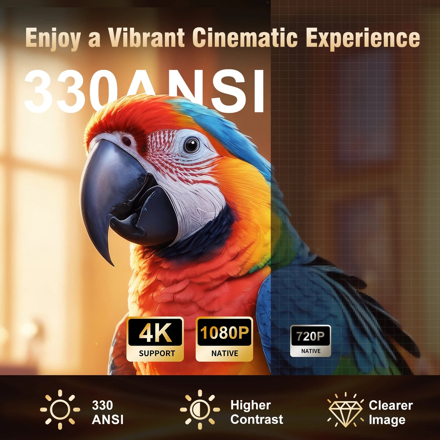 Cinematic Movie Projector Magcubic HY310 - 1080P Native 4K In/Outdoor with Air Mouse