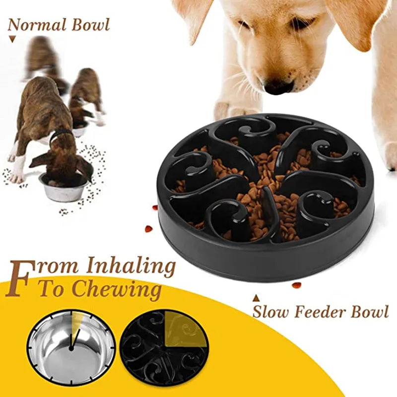 Pets : Non Slip Anti-Gulping Dog Slow Feeder Bowl
