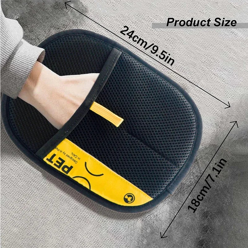 Pet Hair / Lint Remover Gloves Electrostatic for Cats Dogs with 2-in-1 Lint Roller Brush
