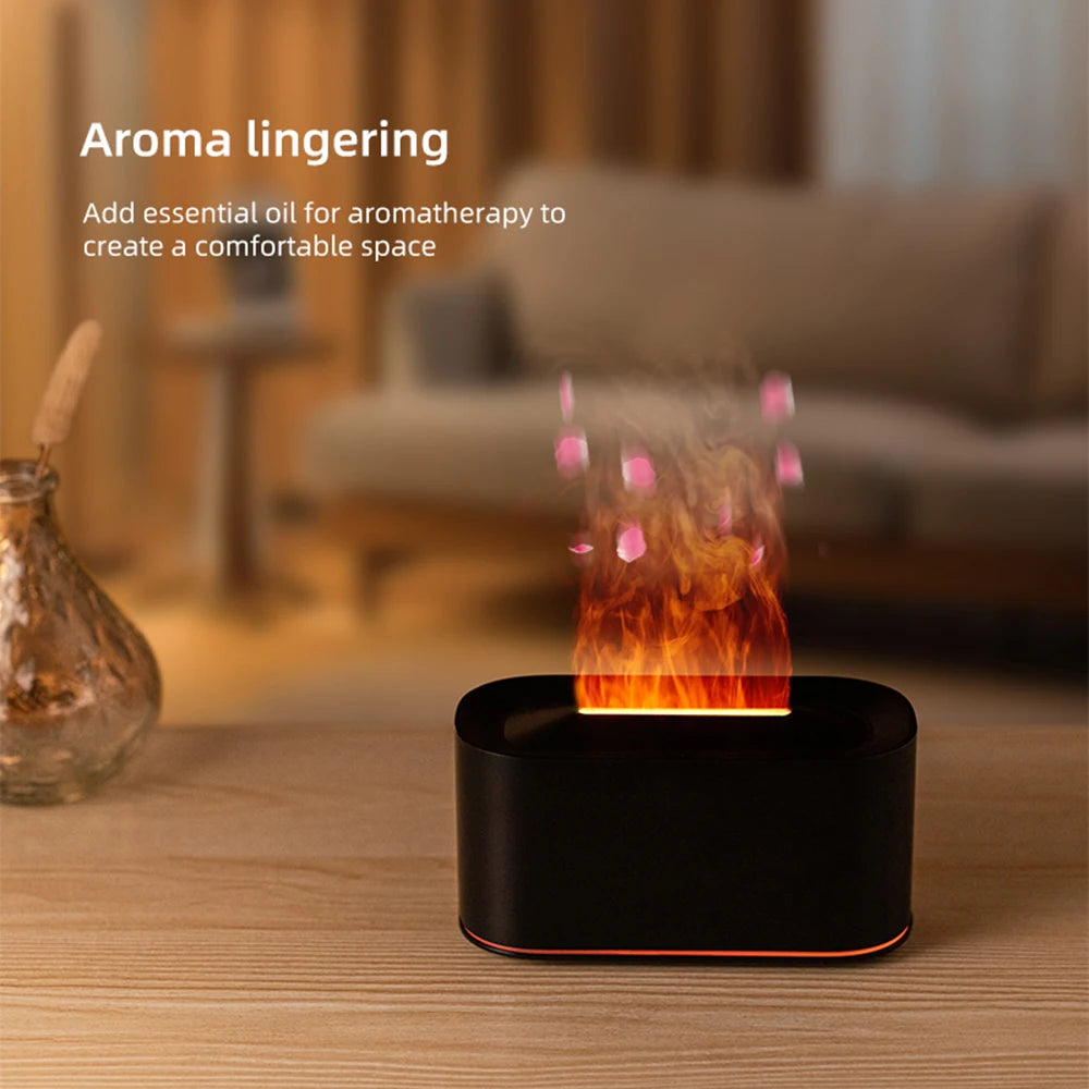 Cozy Aromatherapy Flame Humidifier Diffuser Essential Oil