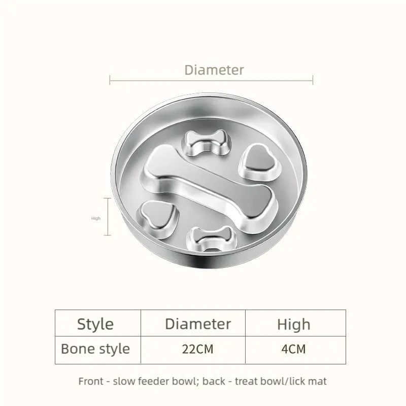 Pets : Stainless Steel Non-Slip Slow Feeder Bowl