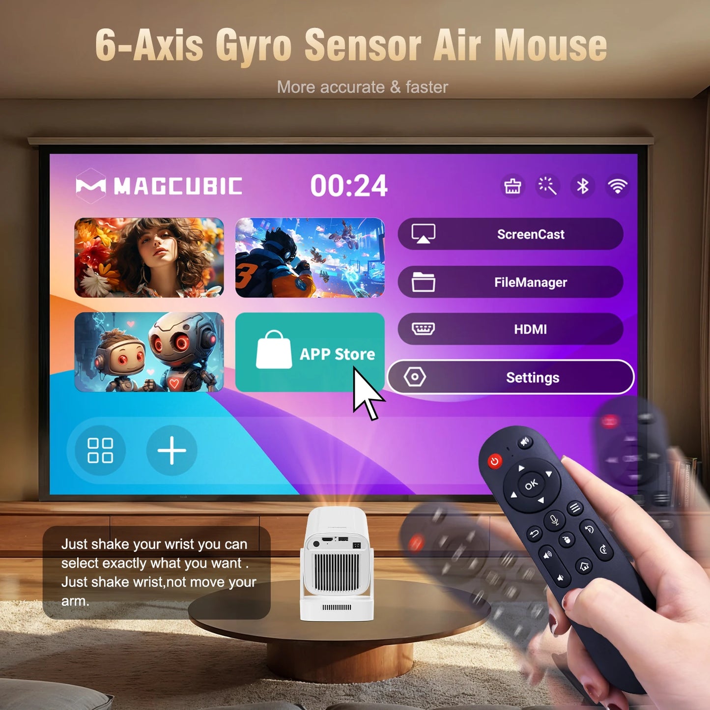 Cinematic Movie Projector Magcubic HY310 - 1080P Native 4K In/Outdoor with Air Mouse